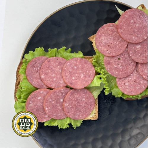 Сервелат Ореховый т.м. Первомайские Деликатесы, вар-коп, нарезка в/у, 0,1кг, шт