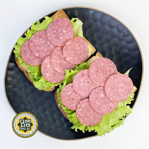 Сервелат Куриный т.м. Первомайские Деликатесы, вар-коп, нарезка в/у, 0,1кг, шт