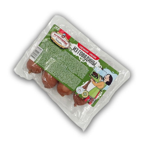 Сардельки из Говядины в нат оболочке Первомайские Деликатесы, вареные, газ 0,32кг,шт