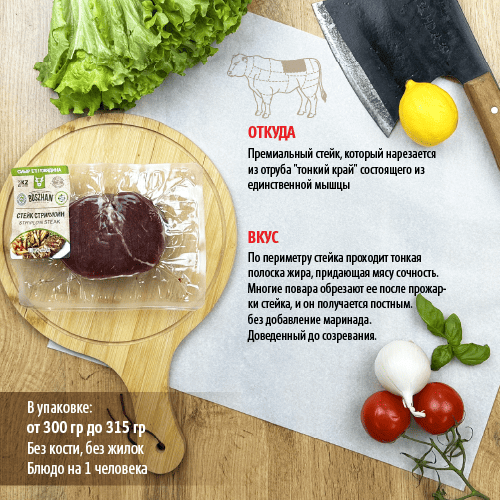 Striploin стейк (говядина), без кости Boszhan порционный 10 в/у 0.25 кг, шт Striploin стейк (говядина), без кости Boszhan порционный 10 в/у 0.25 кг, шт